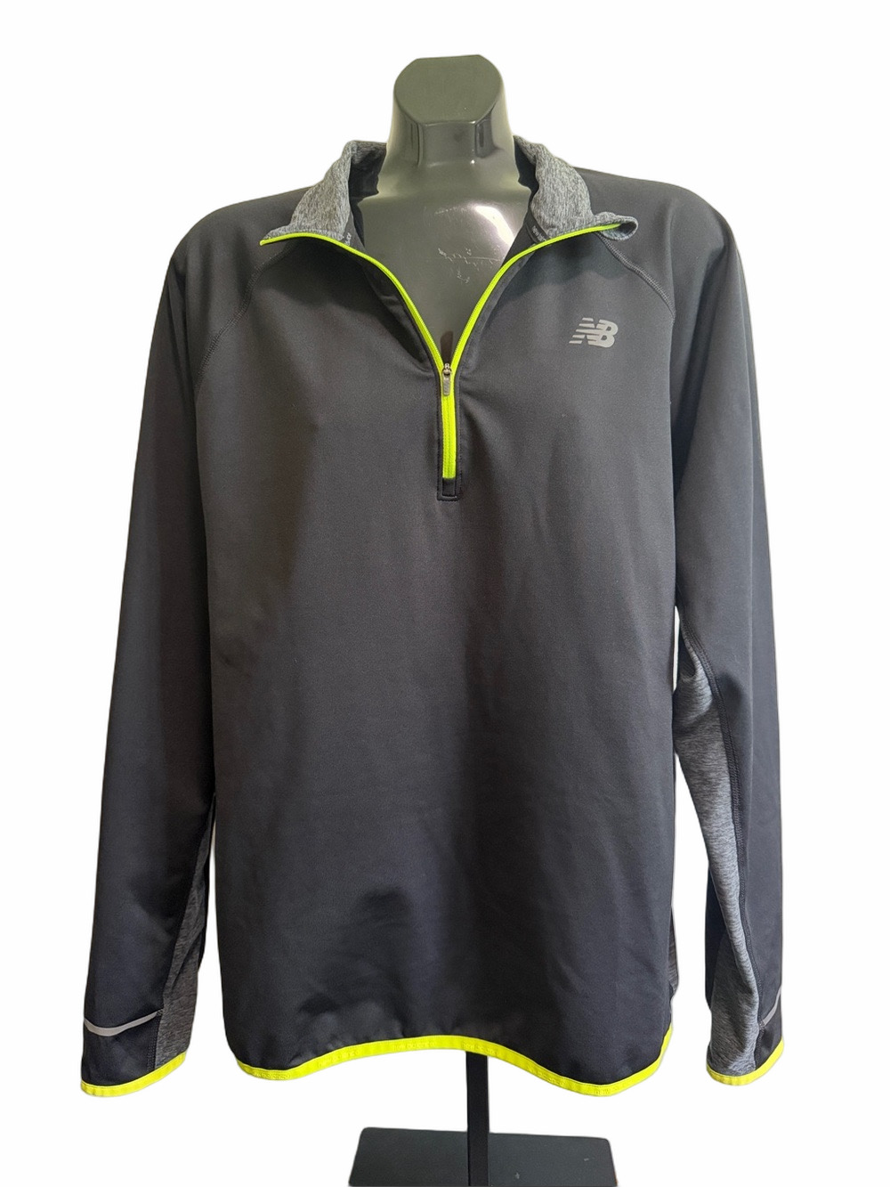 New Balance Men's Black & Grey Pullover with Yellow Trim, Size L